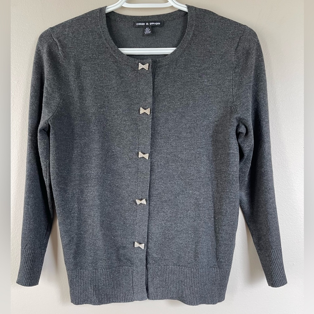 Cable & Guage Button Front Cardigan
